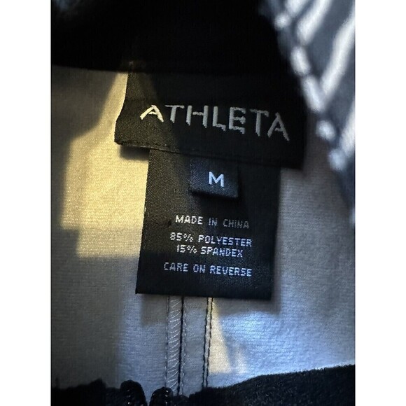 Athleta Odyssey Leaf Print Jacket Full Zip Magnetic Running Workout Black Sz M - Picture 6 of 11